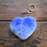 Rabbit Fur Heart Keychain